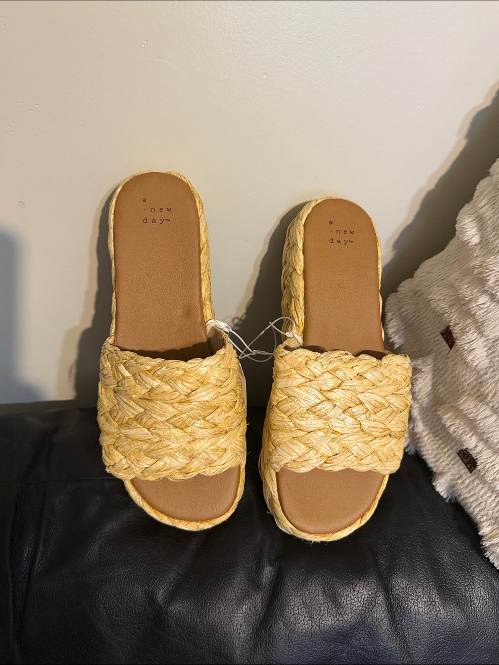 a new day Yellow Braided Slide Sandals